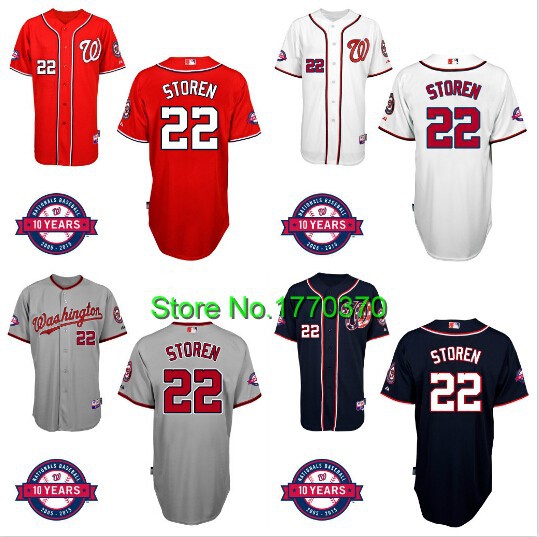 (22)      ų ߱  ȭƮ ׷   10 ġ Ƽġ ߱ /22 Drew Storen Jersey Washington Nationals Baseball Jersey White Grey Blue Red  10th